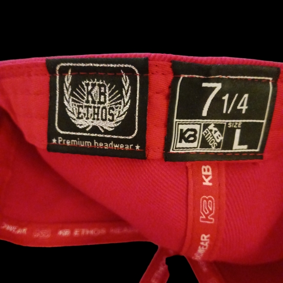 NWOT KB ETHOS Premium Headwear Cap. Red. Size L. 7  1/4. - Picture 5 of 8